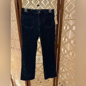 Frame Denim Women's Dark Indigo High-Rise Wide Leg Jeans